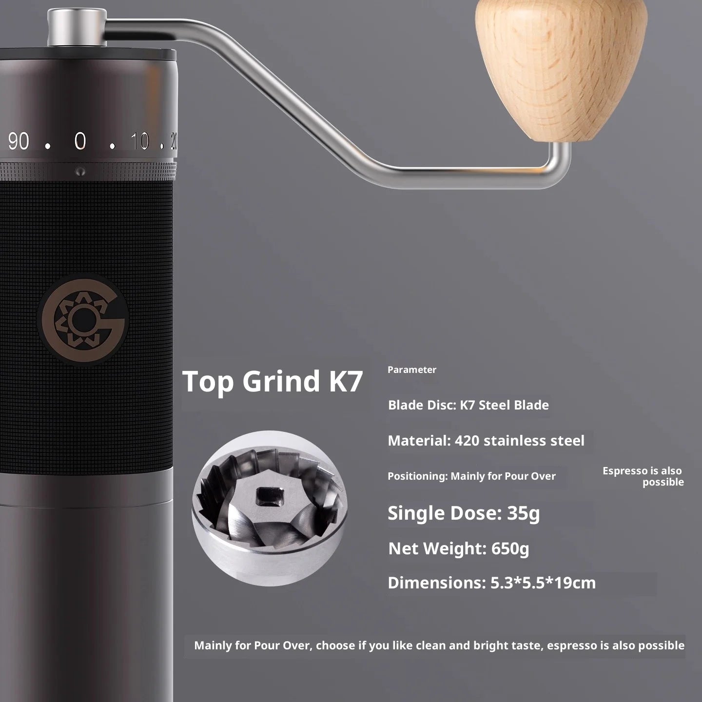 Original KinGrinder Coffee Bean Hand Grinders Pour Over Coffee Hand Mill