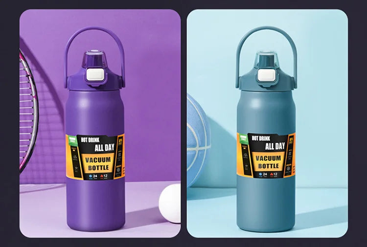 Portable Thermos with Straw 304 Stainless Steel Thermal Mug Tumbler