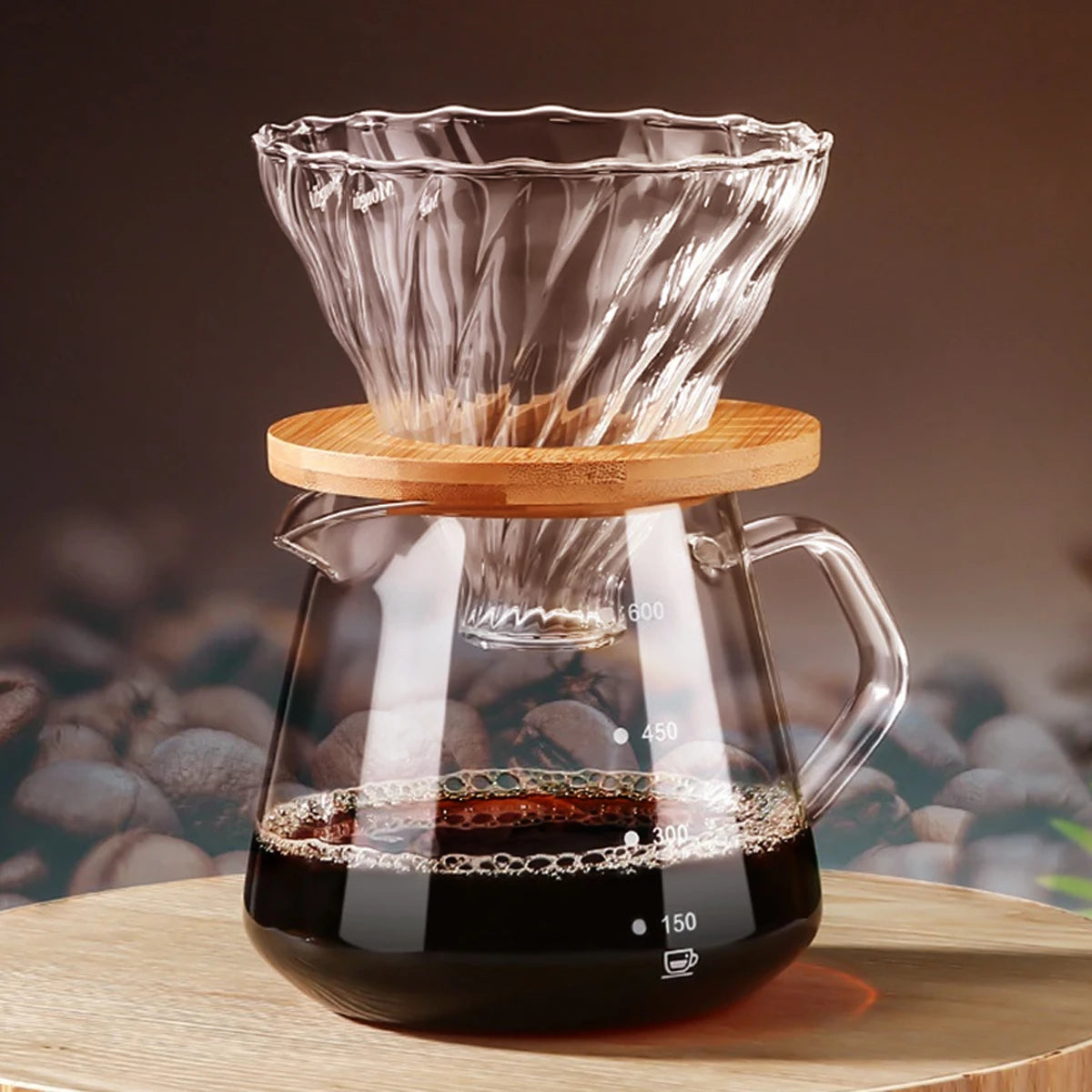 Pour Over Coffee Maker Set Glass Pot With Filter Coffee Dripper Brewer