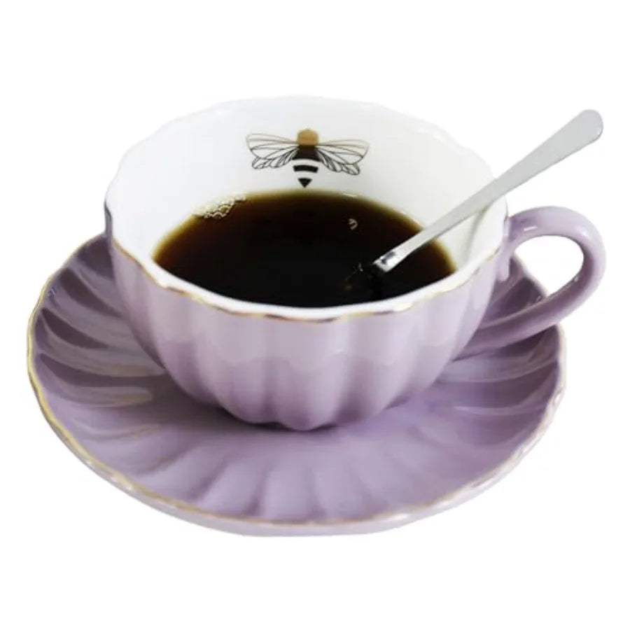 YBK Tech Strengthen Porcelain Cup and Saucer Set, 9oz Cup with Saucer Cup