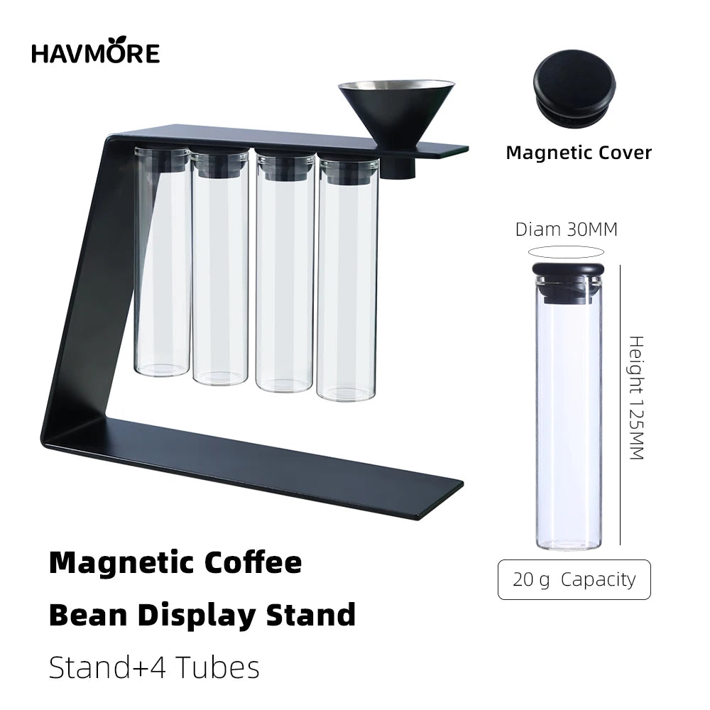 Convenient Magnetic Coffee Bean Storage Glass Tubes Storage Container Rack