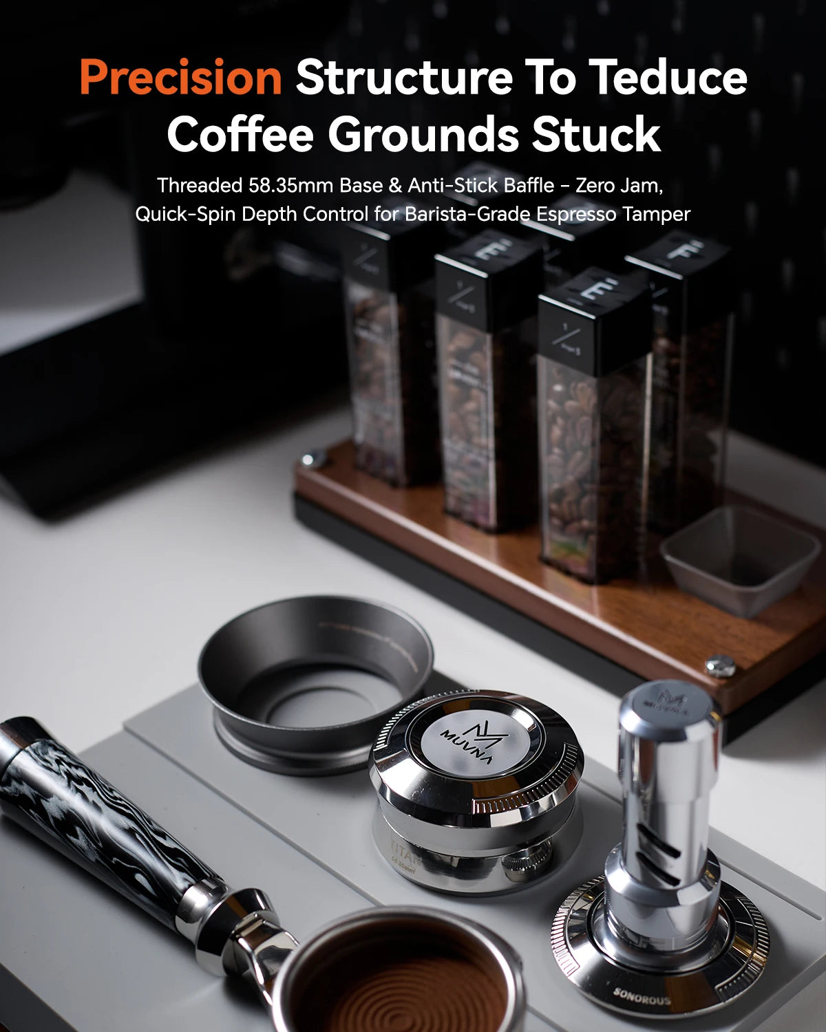 MUVNA V2 Espresso Tamper 30lbs pressure Spring-loaded Coffee New Set