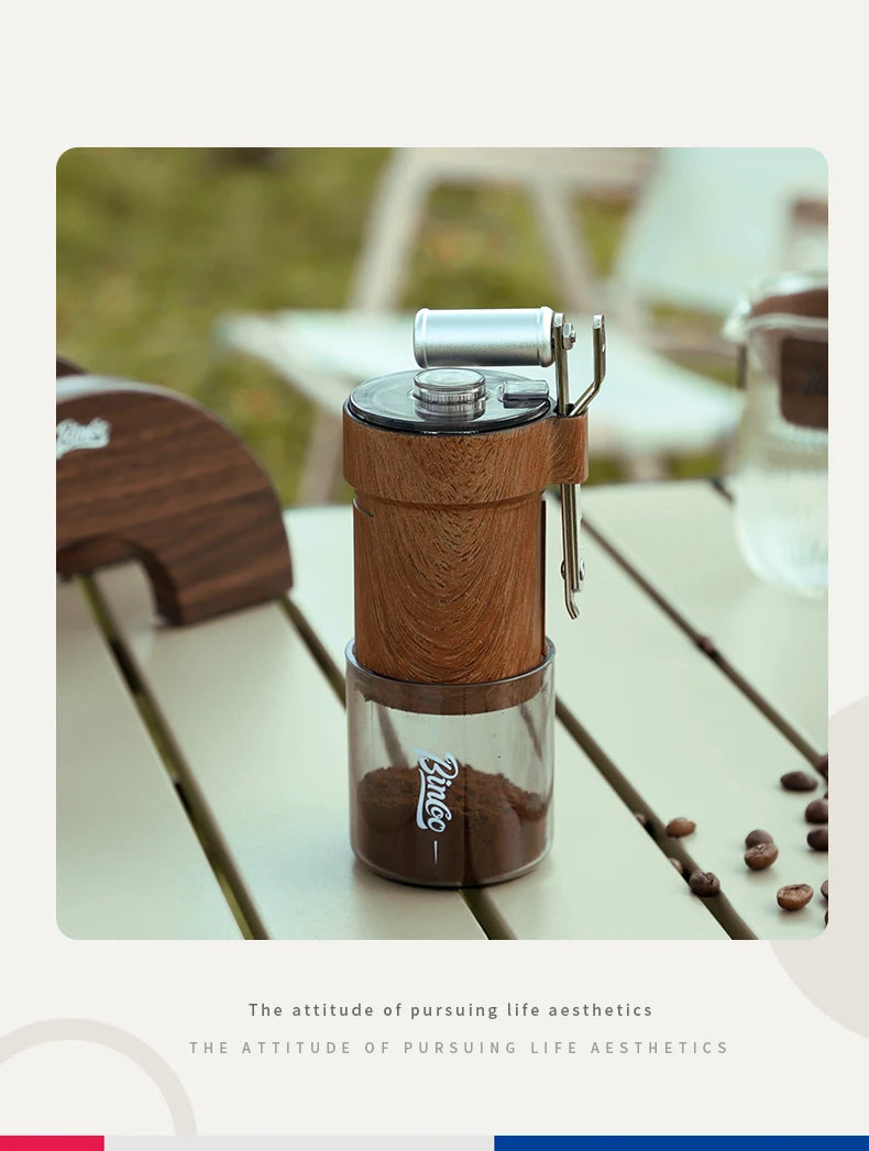 Coffee Bean Grinder Portable Wood Grain Stainless Steel Crank Hand Hand Coffee
