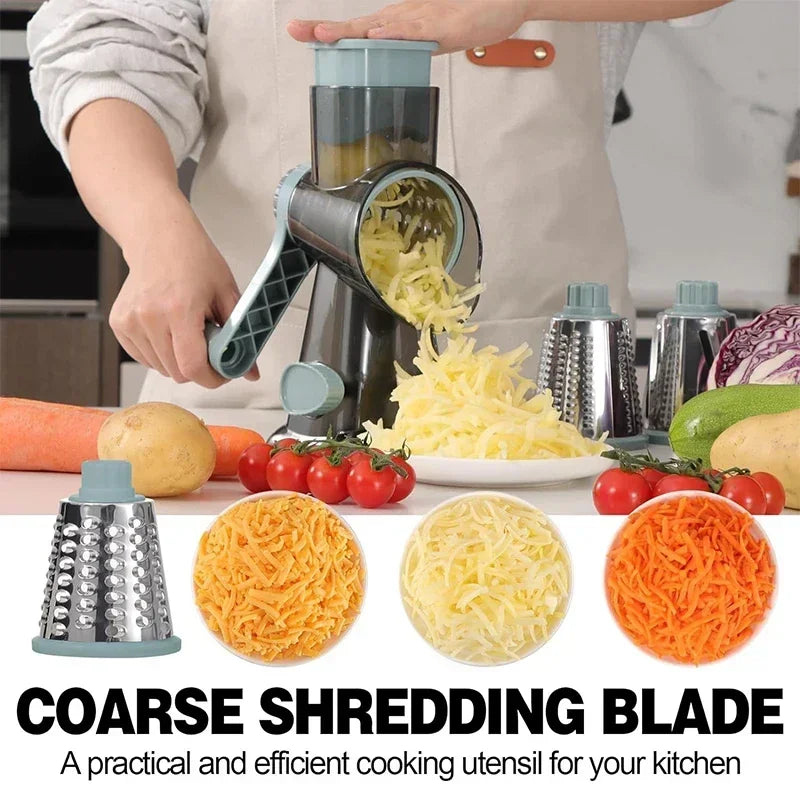 Rotary Cheese Grater Multifunctional Manual Veg Slicer Nut Grinder Kitchen