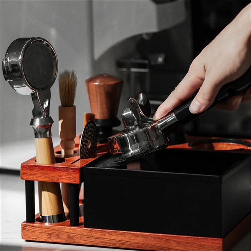 Wooden Coffee Barista Tamping Station