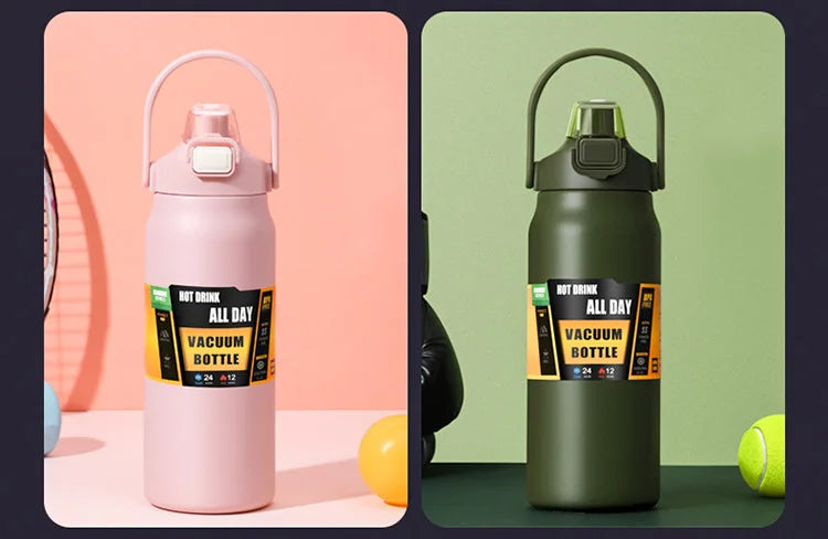 Portable Thermos with Straw 304 Stainless Steel Thermal Mug Tumbler