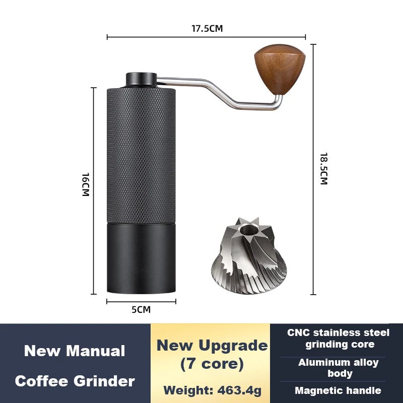 Manual Coffee Grinder Stainless Steel Conical Burr Adjustable Hand Grinder