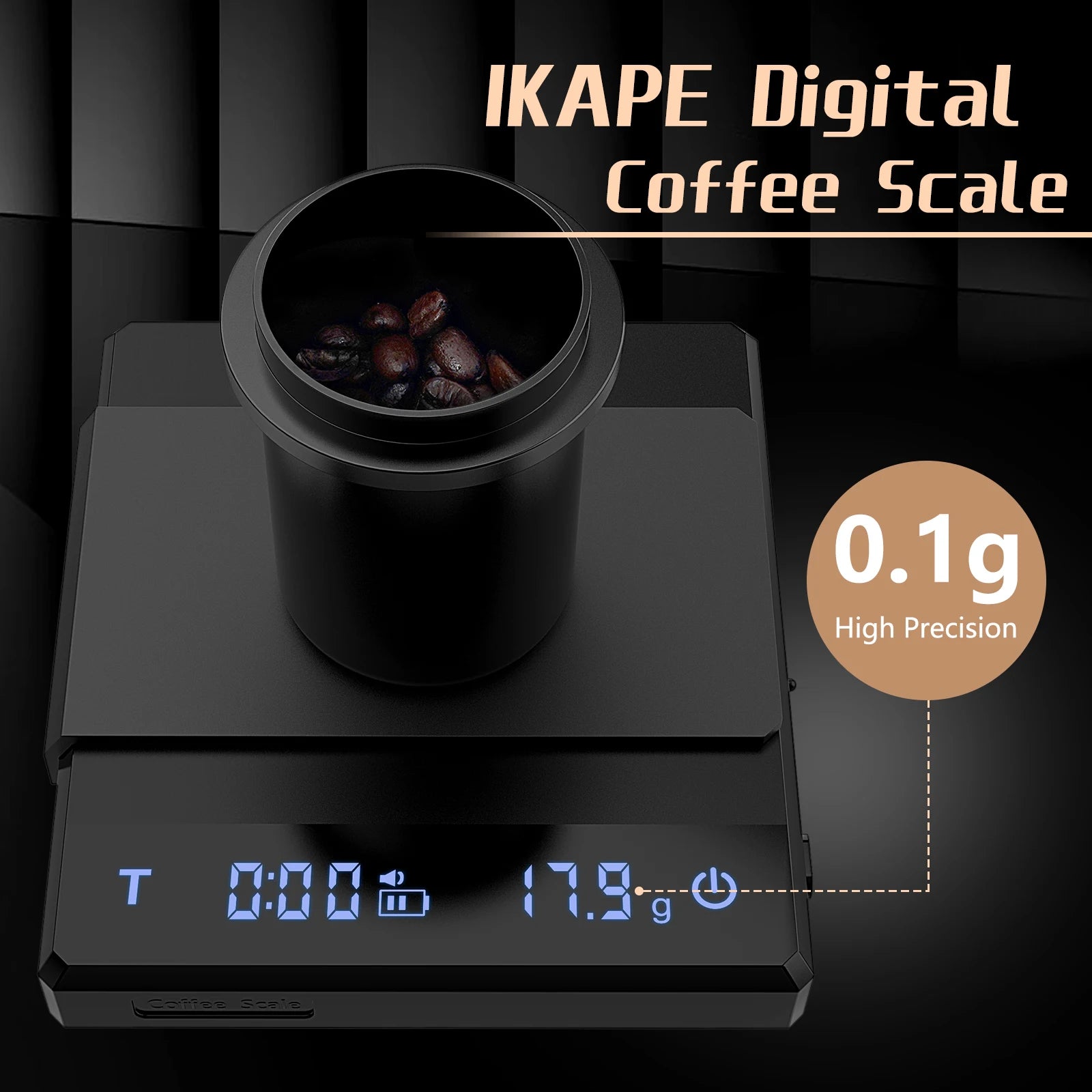 Coffee Electronic Scale with Timer, 0.1g High Precision Coffee Scale Touch Sensor