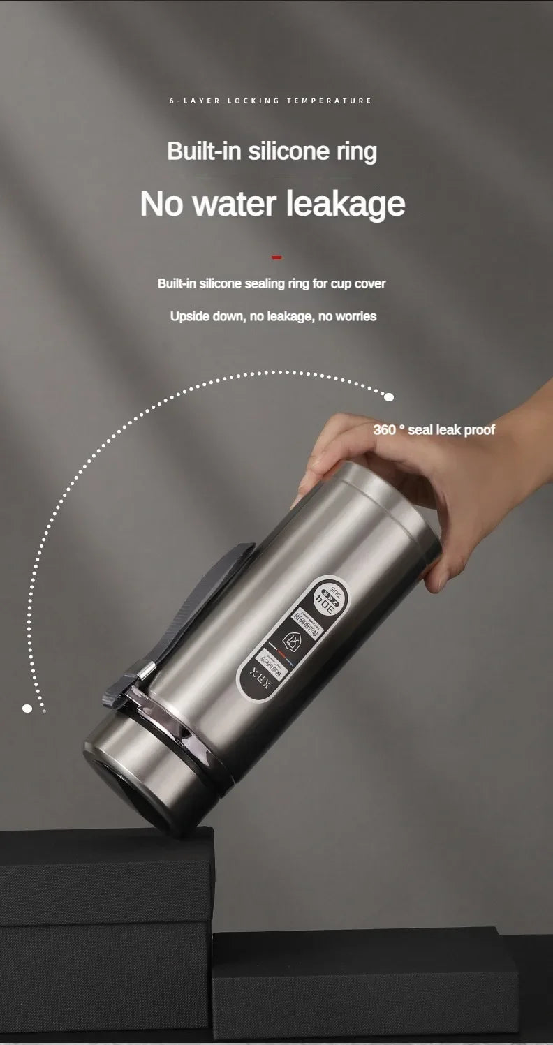 SoftAura Stainless Steel Thermos Bottle LED Temperature Display Portable Cup