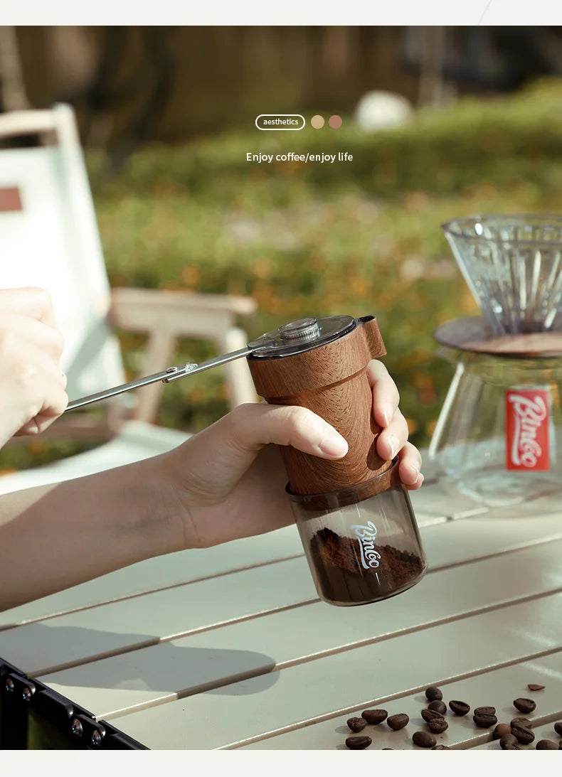 Coffee Bean Grinder Portable Wood Grain Stainless Steel Crank Hand Hand Coffee