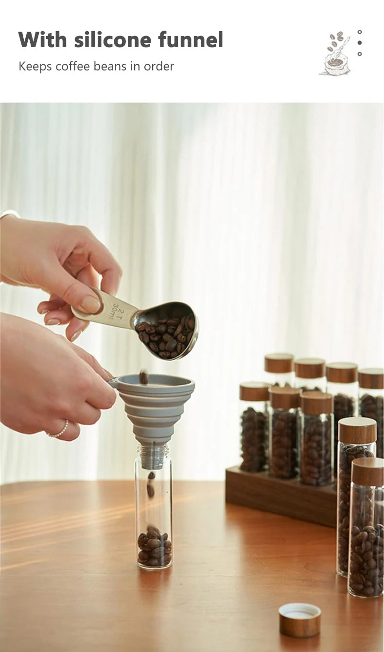 Coffee Beans Storage Container Tube Display Rack Tea Bottle Glass Single Dose