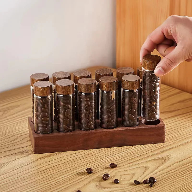 Coffee Beans Storage Container Tube Display Rack Tea Bottle Glass Single Dose