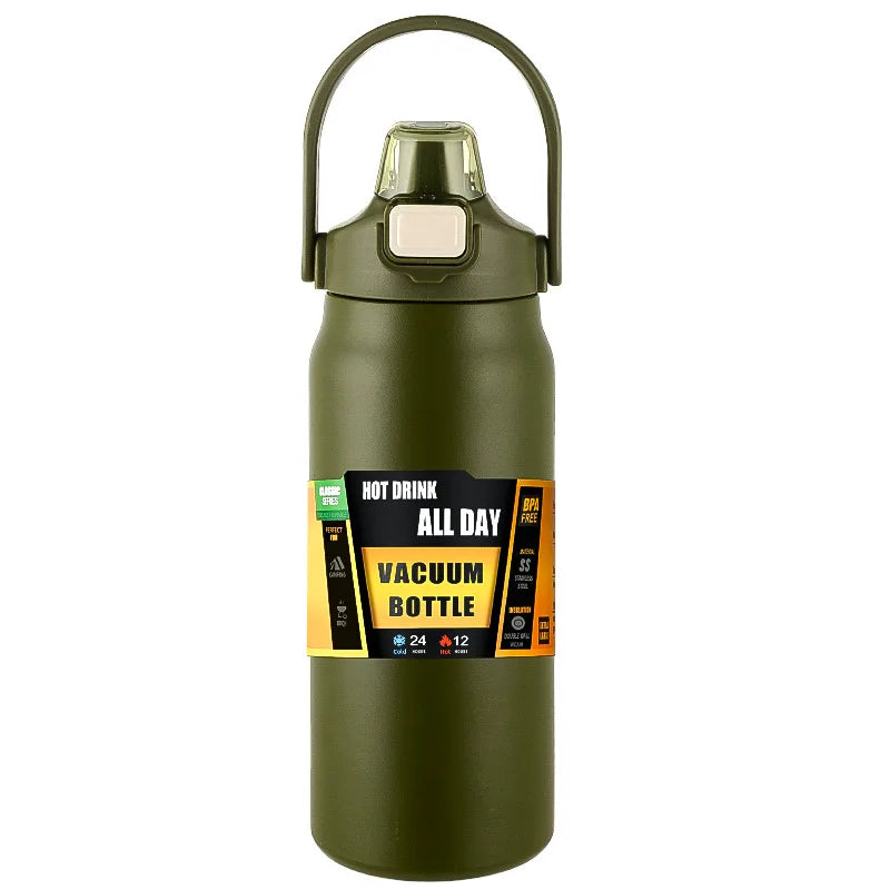 Portable Thermos with Straw 304 Stainless Steel Thermal Mug Tumbler