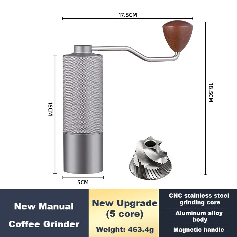 Manual Coffee Grinder Stainless Steel Conical Burr Adjustable Hand Grinder