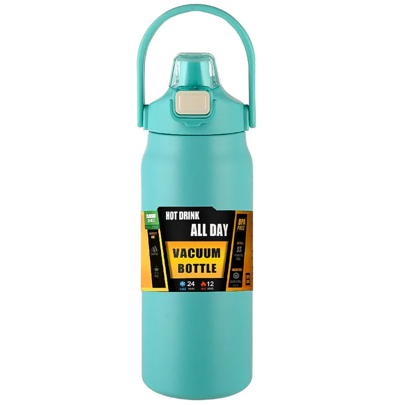 Portable Thermos with Straw 304 Stainless Steel Thermal Mug Tumbler