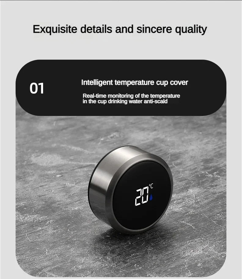SoftAura Stainless Steel Thermos Bottle LED Temperature Display Portable Cup