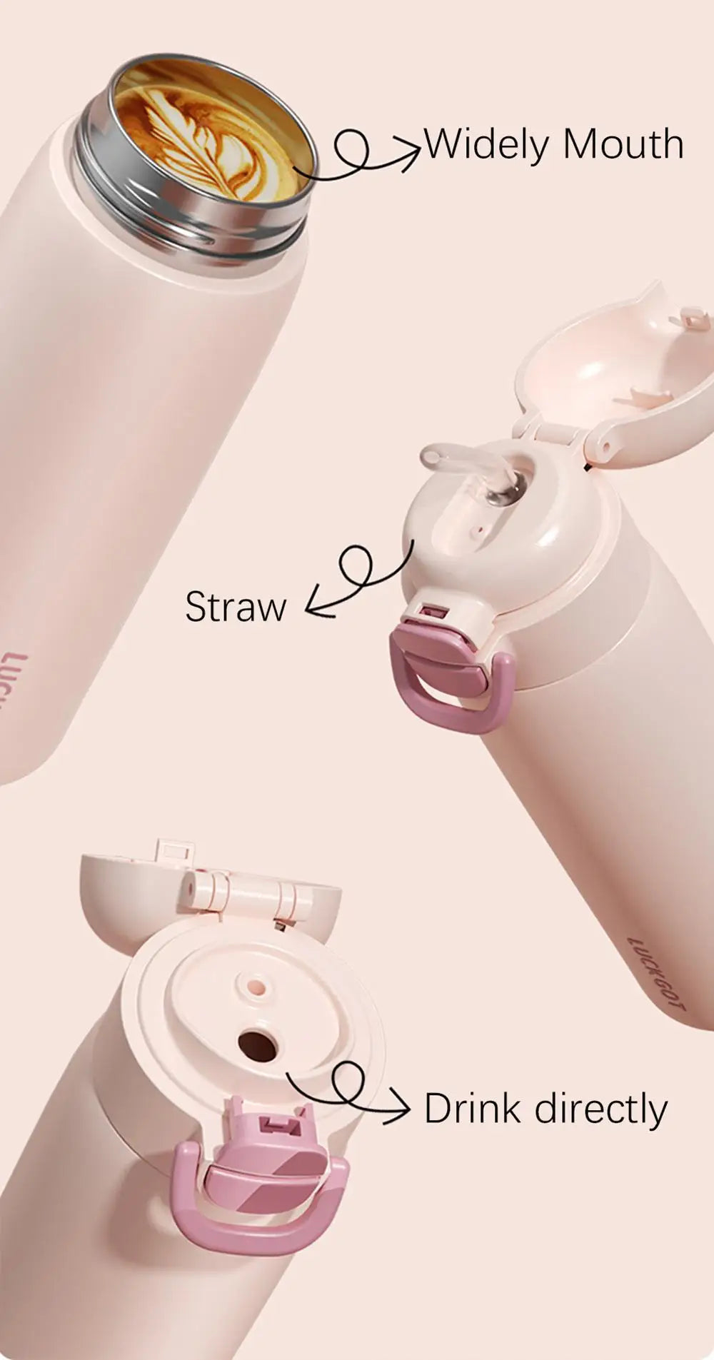 500ML Double Drink Vacuum Flasks 316 Stainless Steel With Straw Water Bottle
