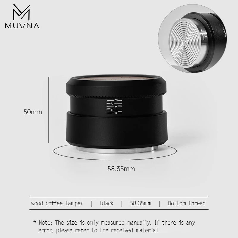 MUVNA Espresso Tamper V2, Slow Rebound Coffee Tamper Steel Ripple Base