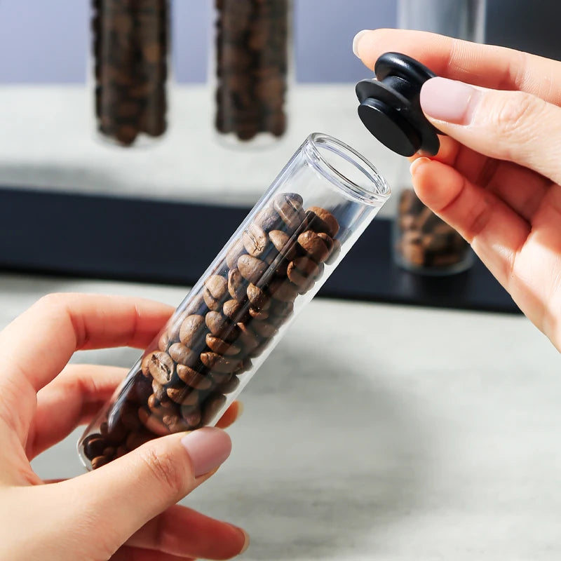 Convenient Magnetic Coffee Bean Storage Glass Tubes Storage Container Rack
