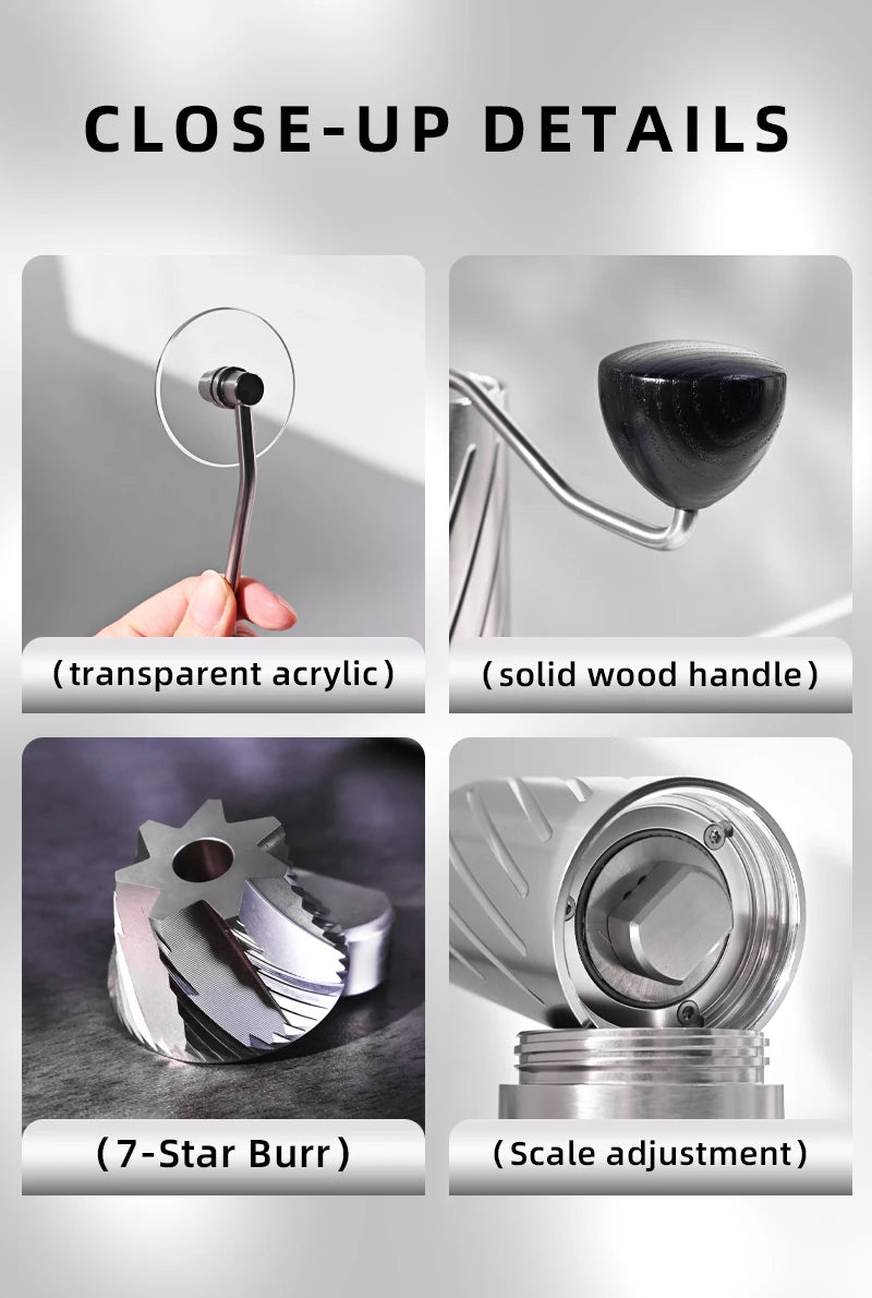 NEW High Quality Portable 420 Stainless Steel 7-Star Conical Manual Hand Grinder