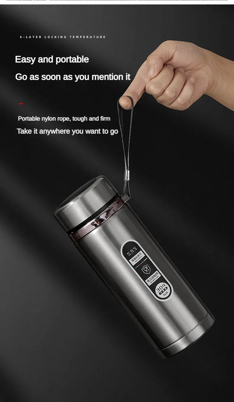SoftAura Stainless Steel Thermos Bottle LED Temperature Display Portable Cup