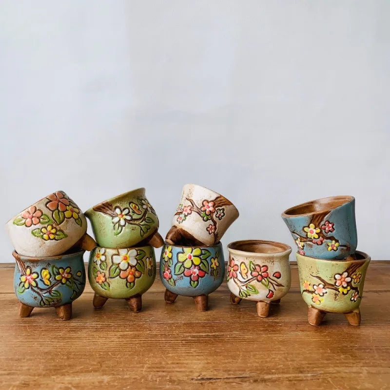 Succulent Ceramic Flower Pot Hand Painted Seedlings Succulent Plant