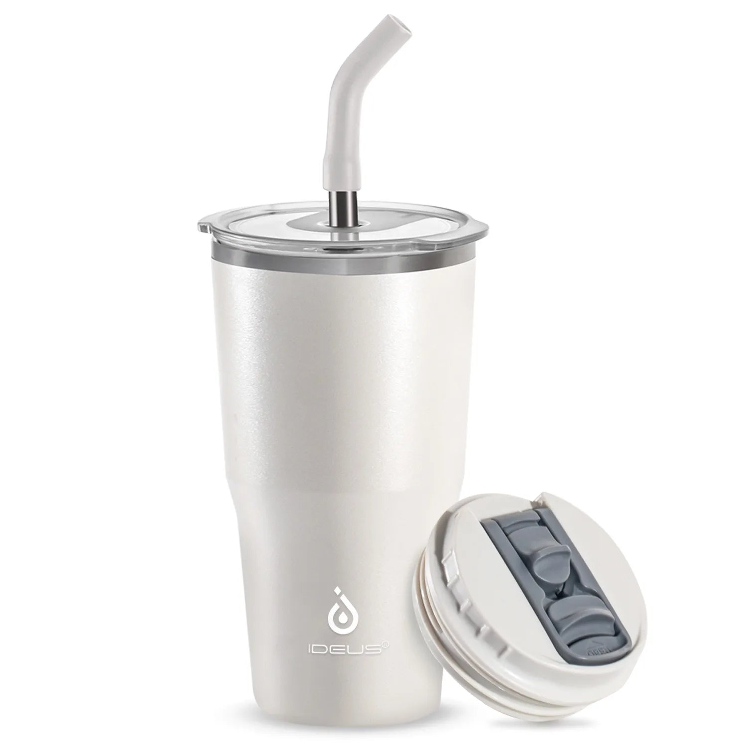 ideus insulated cup with lid and straw, 18-ounce stainless steel double-layer