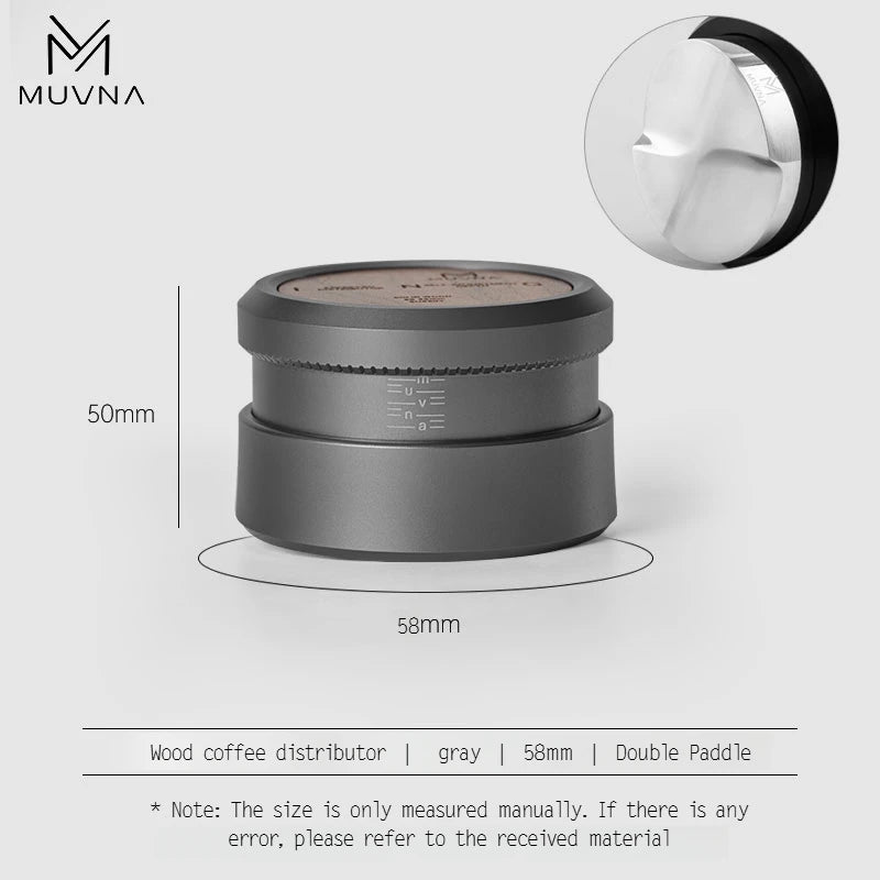 MUVNA Espresso Tamper V2, Slow Rebound Coffee Tamper Steel Ripple Base