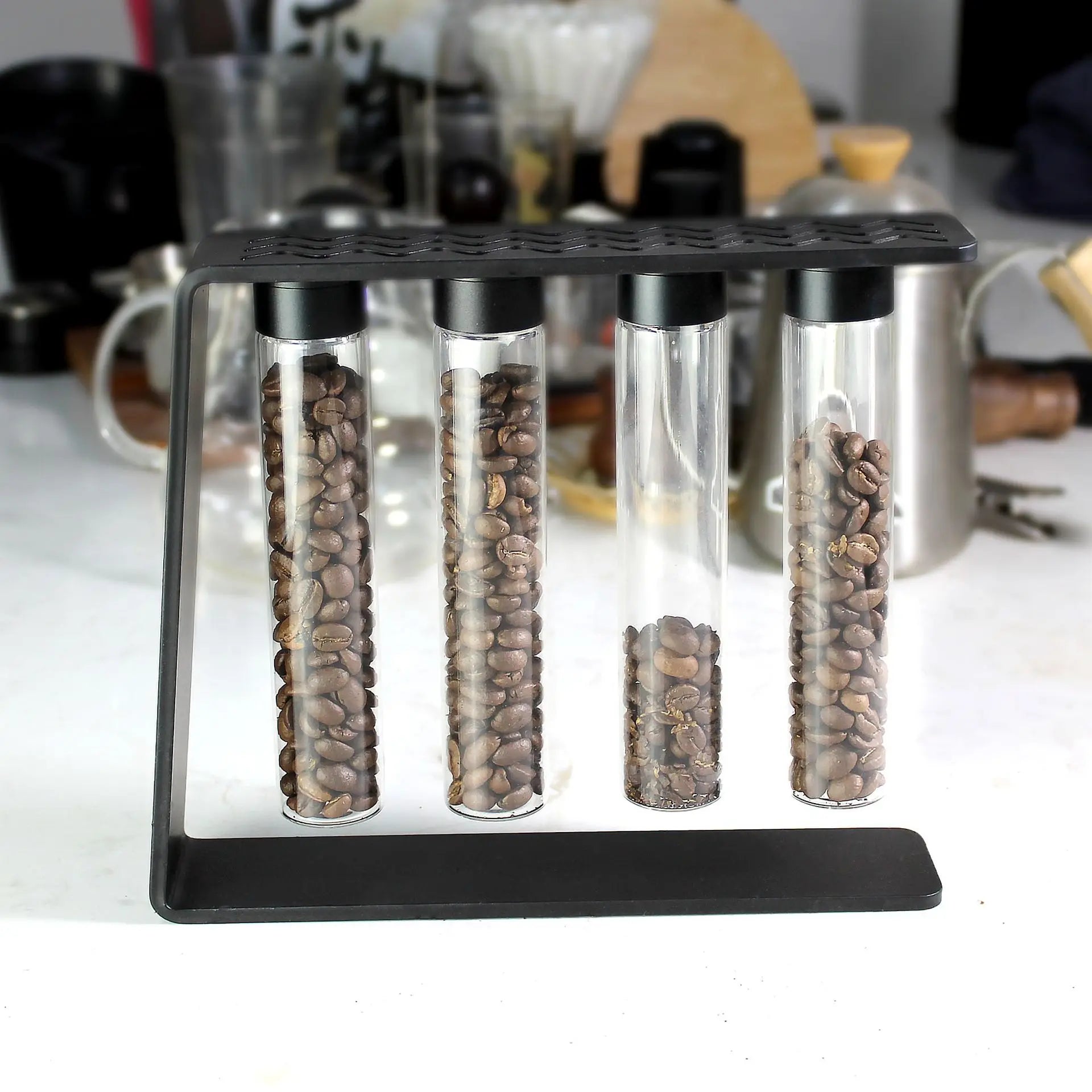 Magnet Coffee Beans Storage Container Tube Display Rack Tea Bottle Glass Set