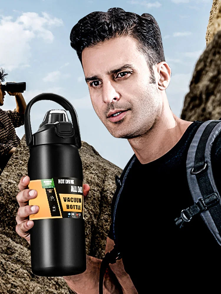 Portable Thermos with Straw 304 Stainless Steel Thermal Mug Tumbler
