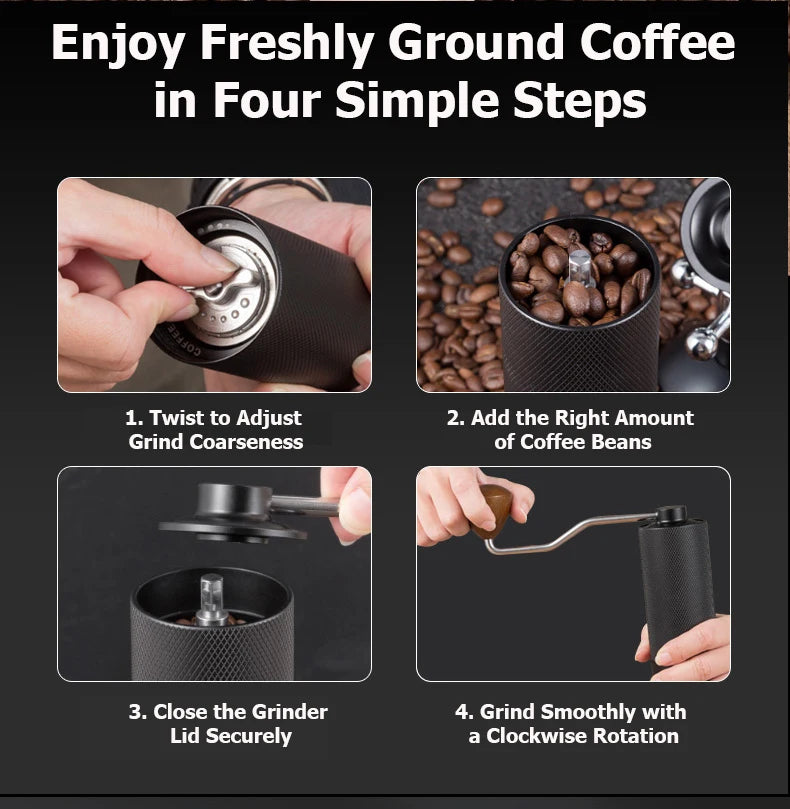 Manual Coffee Grinder Stainless Steel Conical Burr Adjustable Hand Grinder