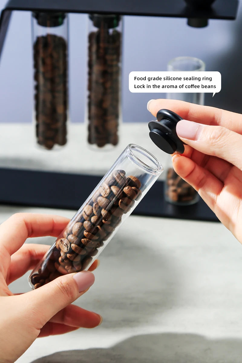Convenient Magnetic Coffee Bean Storage Glass Tubes Storage Container Rack