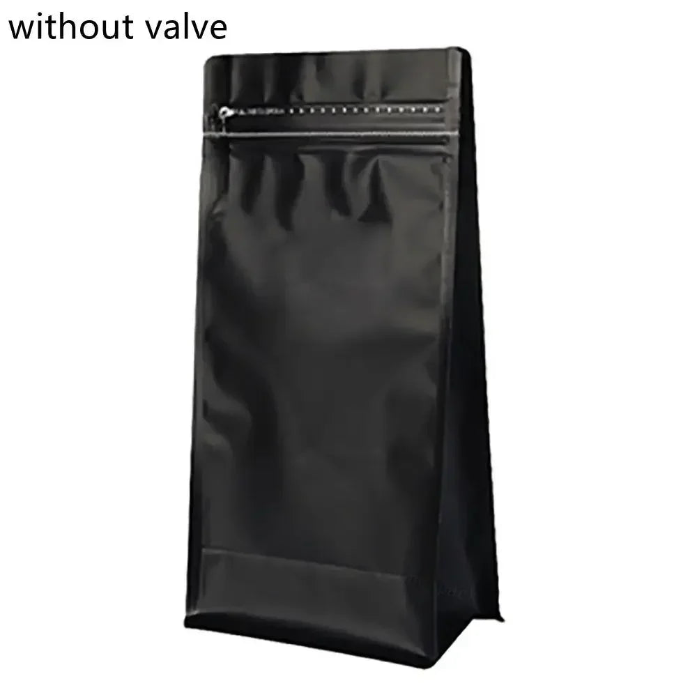 50pcs Matt Black Coffee Bean Powder Tea Packaging Bag with T-Zipper Bag