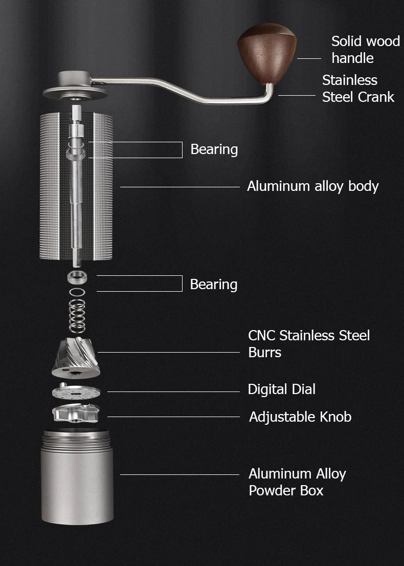 Manual Coffee Grinder Stainless Steel Conical Burr Adjustable Hand Grinder