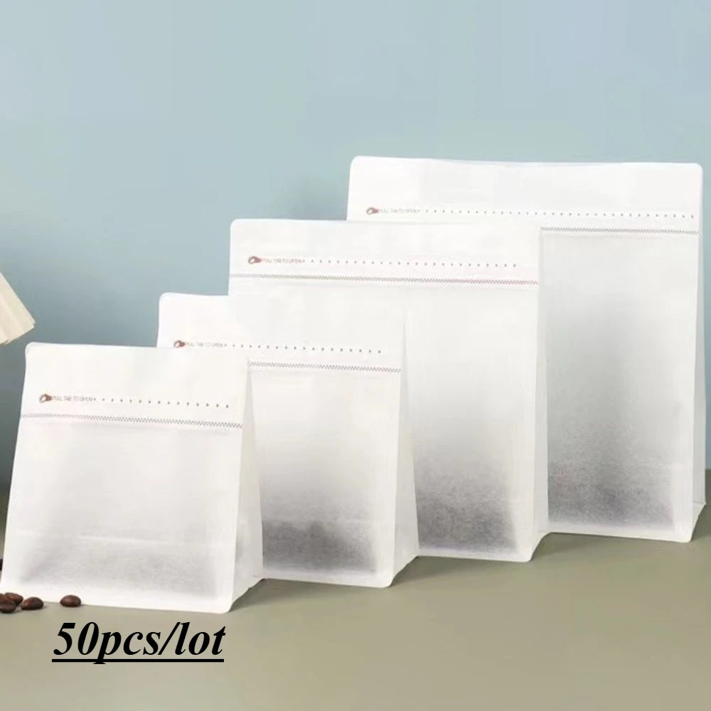 Recyclable Frosted Transparent Matte Coffee Powder Packing Bag with Valve