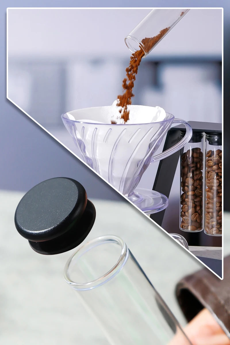 Convenient Magnetic Coffee Bean Storage Glass Tubes Storage Container Rack