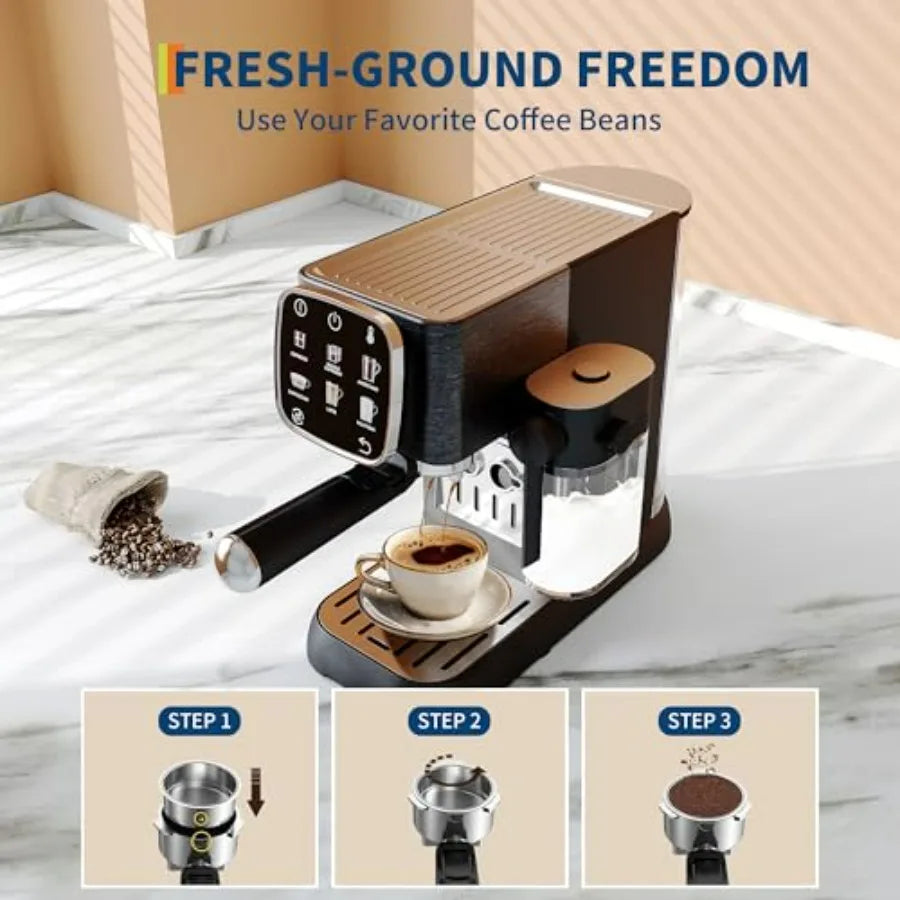 Compact 20 Bar Professional Espresso Machine with Milk Frother Coffee Machine