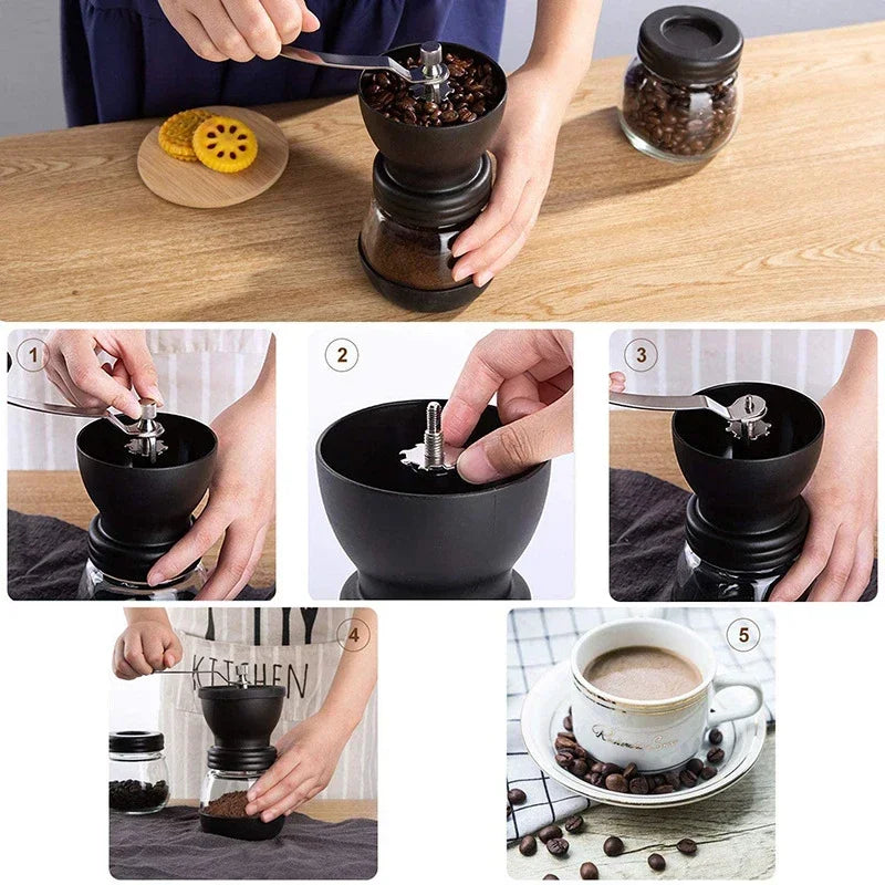 Wholesale Hand Crank Coffee Mill Ceramic Core Manual Coffee Grinder with Glass Jar
