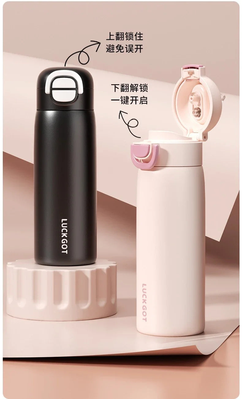 Stainless Steel Insulated Bottle Student Portable Double Drink Bouncing Cup