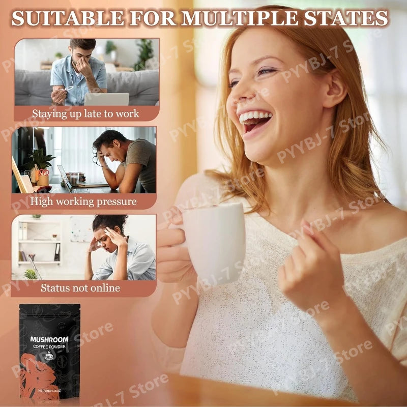 Mushroom Coffee Powder Dietary Supplement for Mental Clarity