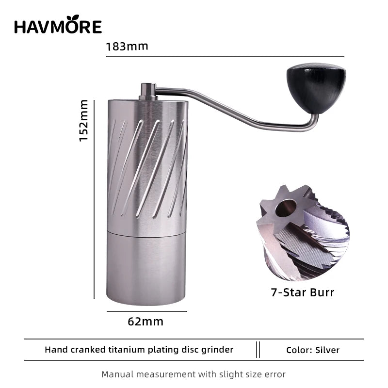 NEW High Quality Portable 420 Stainless Steel 7-Star Conical Manual Hand Grinder