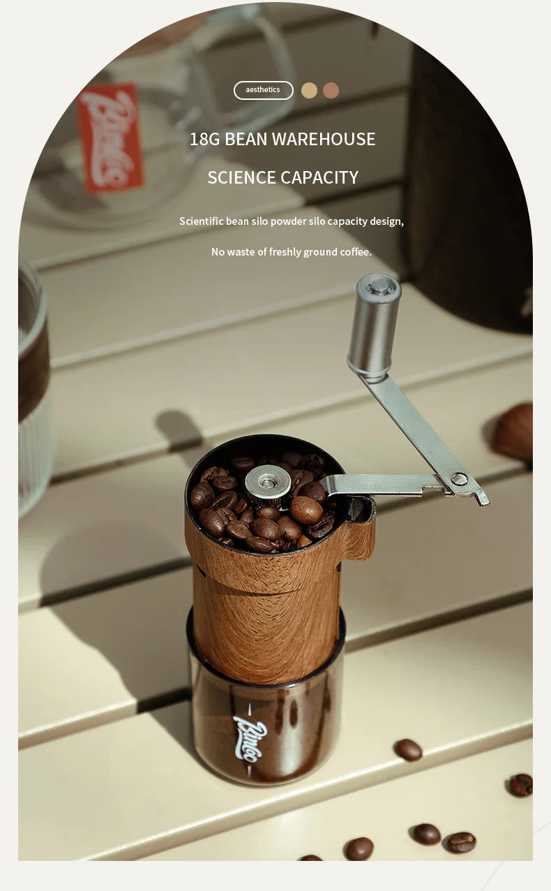 Coffee Bean Grinder Portable Wood Grain Stainless Steel Crank Hand Hand Coffee