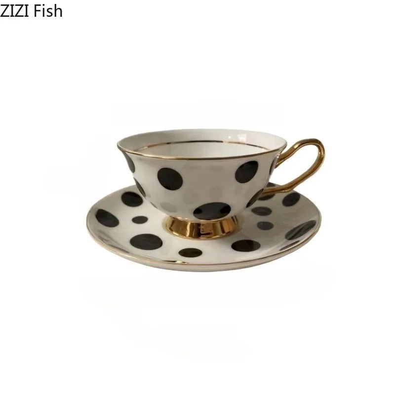 220ml Ceramic Mug Light Luxury Retro Afternoon Tea Coffee Cup Saucer Sets