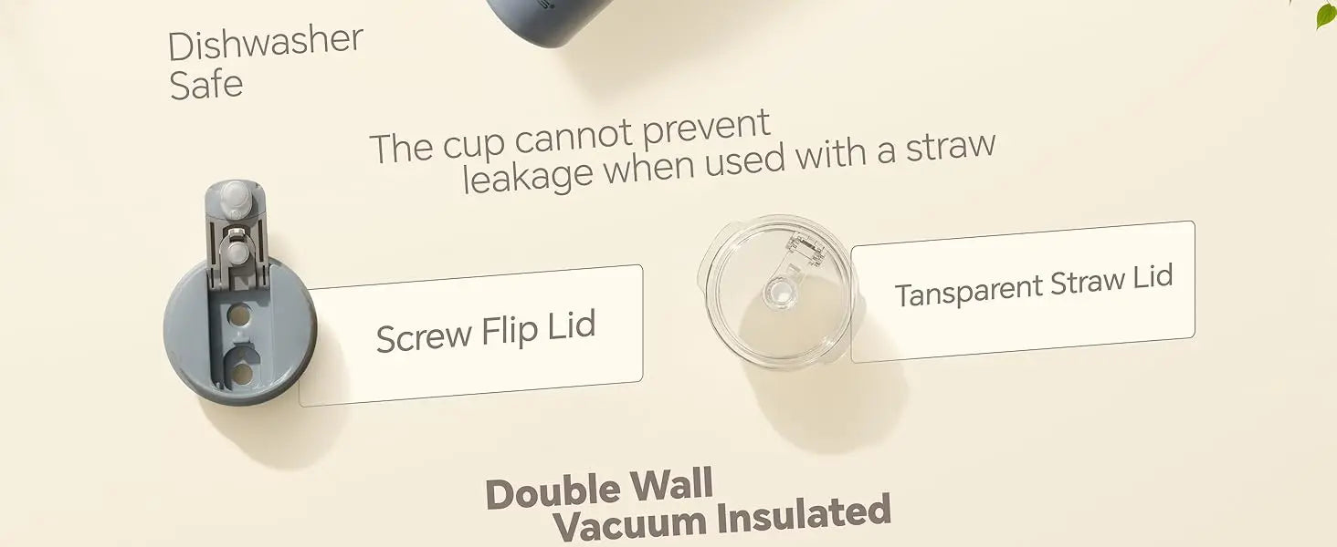 ideus insulated cup with lid and straw, 18-ounce stainless steel double-layer