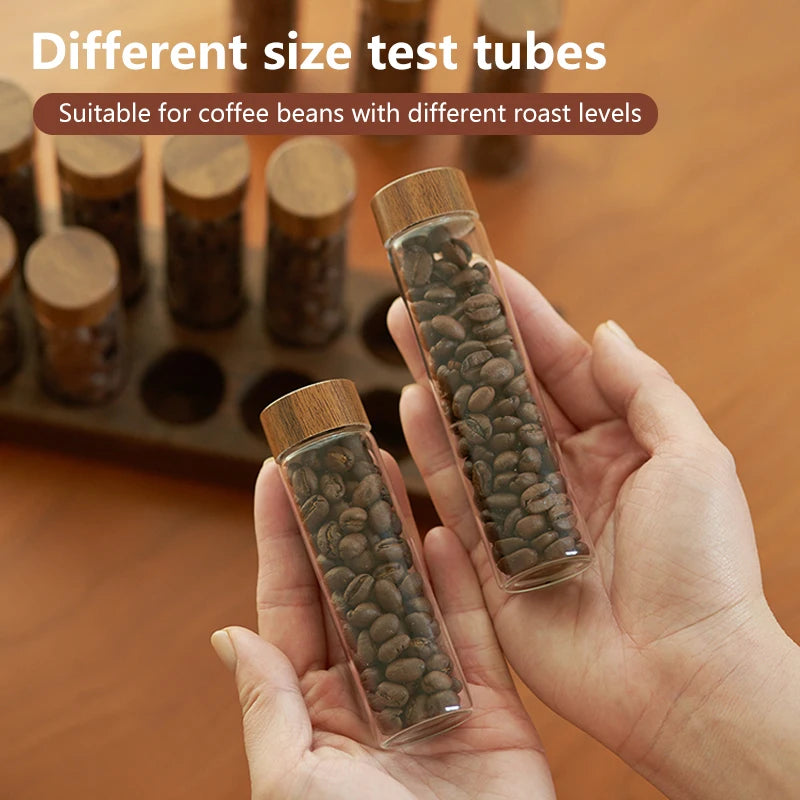 Coffee Beans Storage Container Tube Display Rack Tea Bottle Glass Single Dose