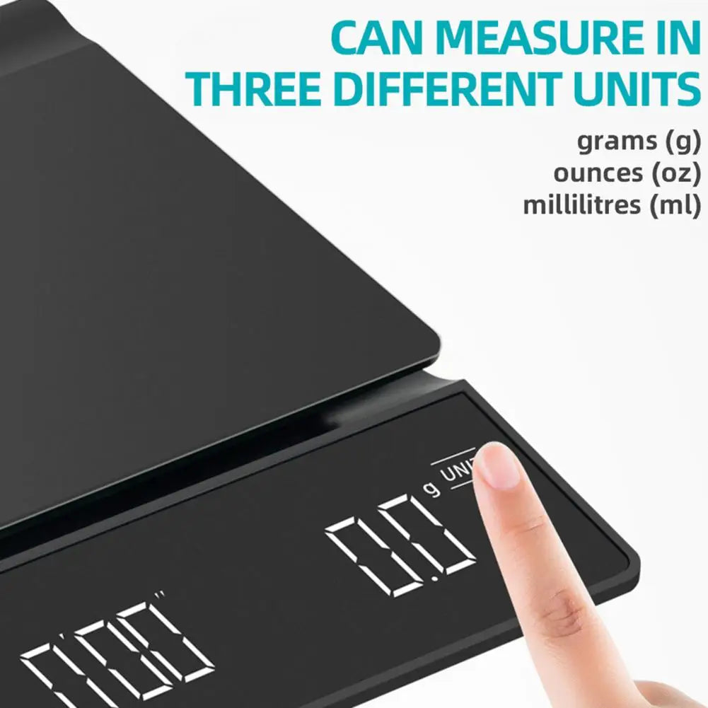 Mini Coffee Scale with Timer 3 Units High Precision LCD Display Electronic Pour