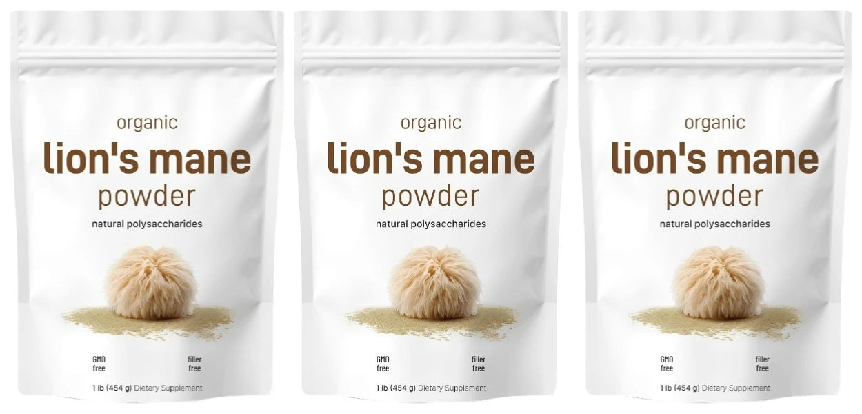 Organic Lion’s Mane Mushroom Powder Supports Brain Focus Energy and Immune