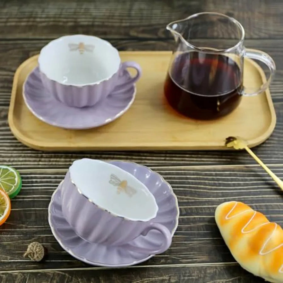 YBK Tech Strengthen Porcelain Cup and Saucer Set, 9oz Cup with Saucer Cup