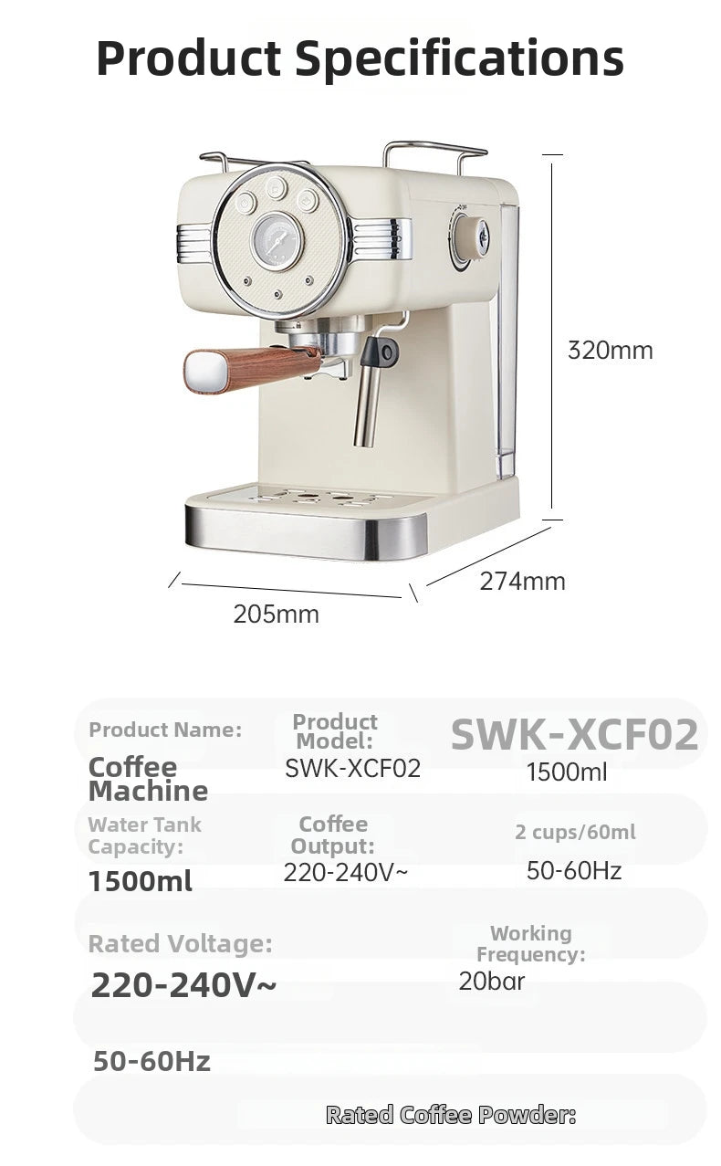 Espresso Coffee Machine Semi-Automatic Home & Office Coffee Maker Coffee