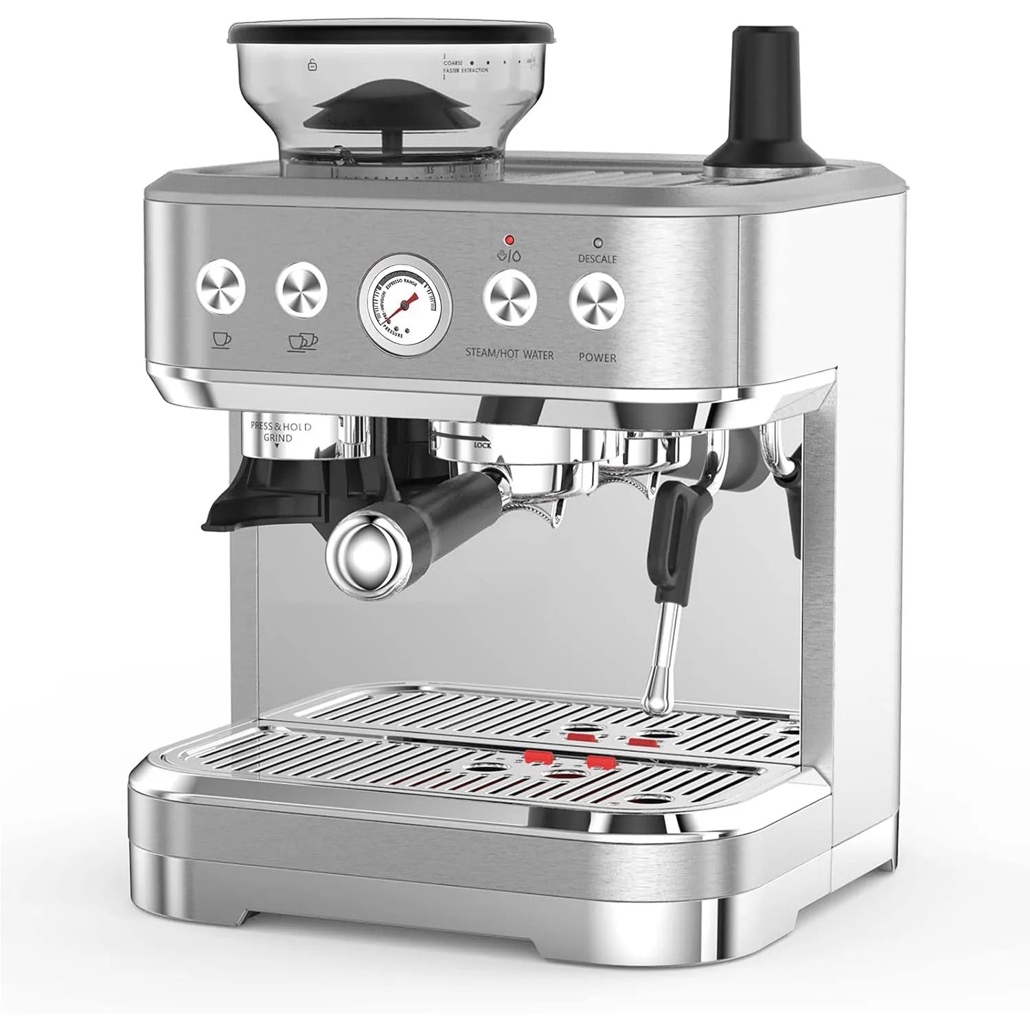 Espresso Machine Stainless Steel Coffee Machine with Milk Frother & Grinder